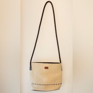 Relic Vintage 90s Woven Braided Leather Strap Handbag Purse Neutral Tan Brown